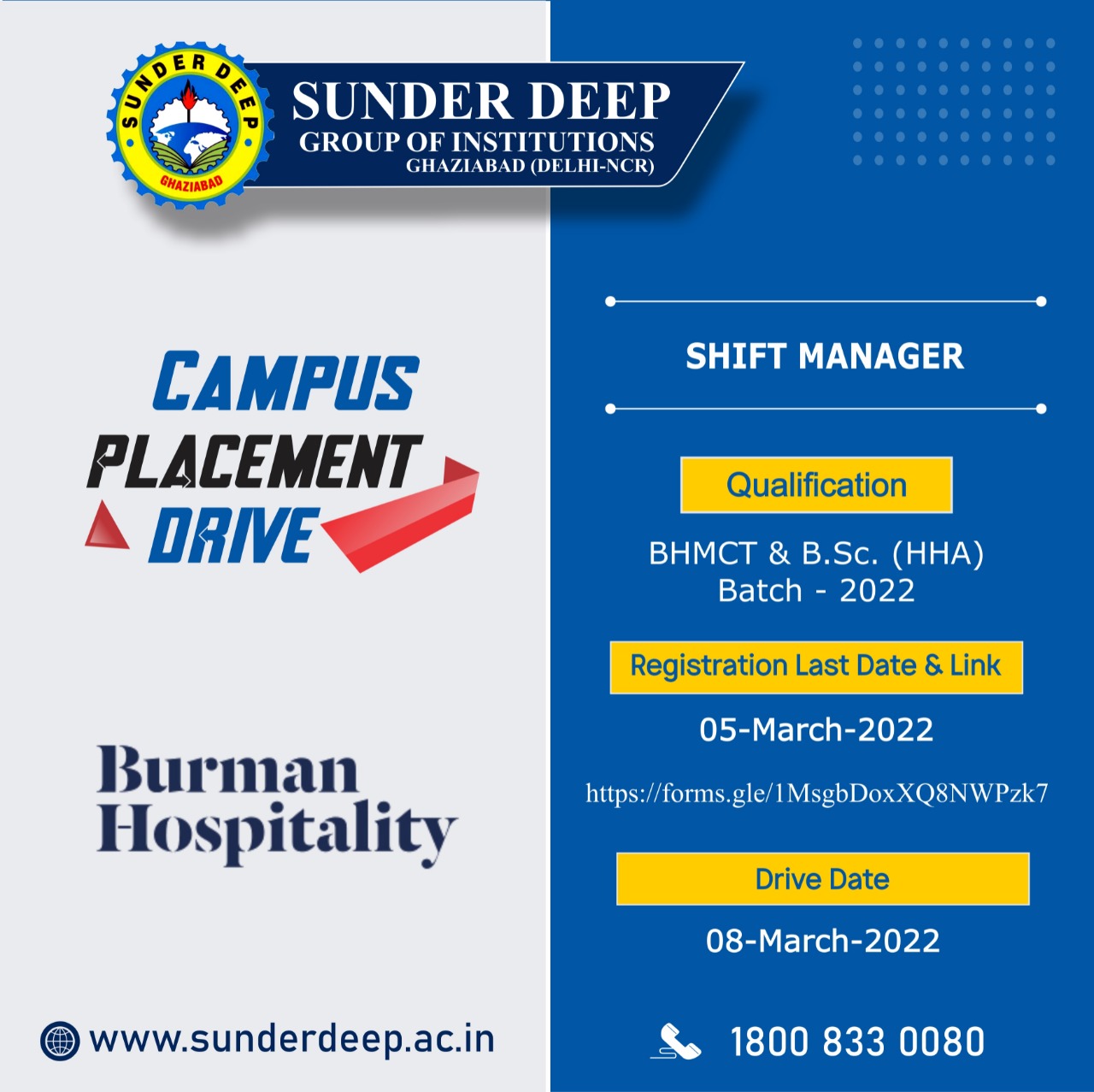 Virtual Placement Drive by Burman Hospitality